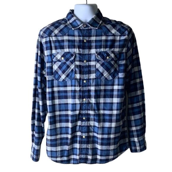 Flag & Anthem Flannel Plaid Shirt Mens M Long Sleeve Chest Pocket Button Preppy - Picture 8 of 11